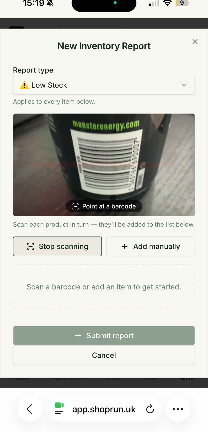 ShopRun barcode scanner